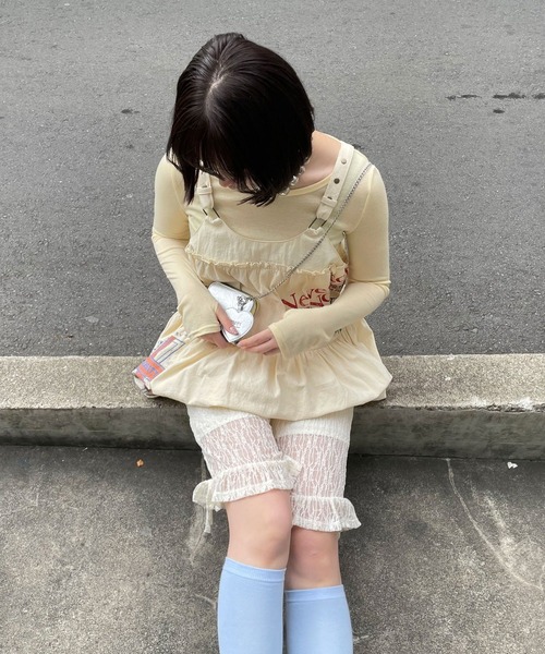 CIAOPANIC（チャオパニック）の「裾フリルレースバイカーショーツ（その他パンツ・レディース・カーキ/アイボリー・ONE SIZE）」の5枚目の写真