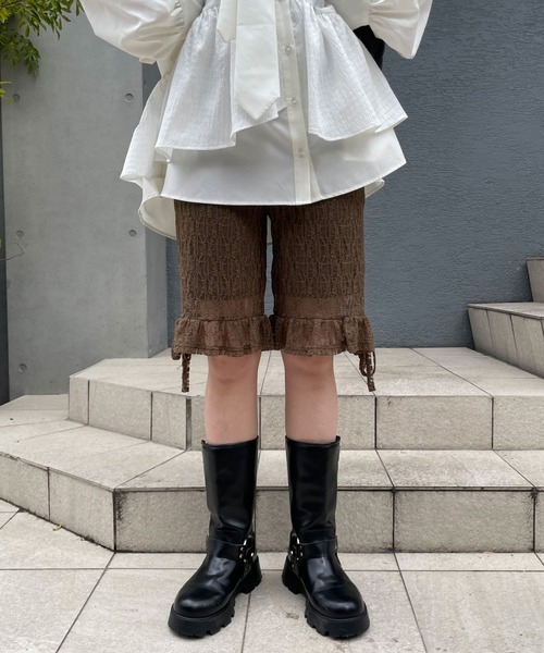CIAOPANIC（チャオパニック）の「裾フリルレースバイカーショーツ（その他パンツ・レディース・カーキ/アイボリー・ONE SIZE）」の16枚目の写真