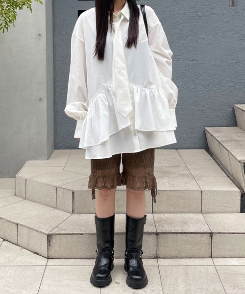 CIAOPANIC（チャオパニック）の「裾フリルレースバイカーショーツ（その他パンツ・レディース・カーキ/アイボリー・ONE SIZE）」の17枚目の写真