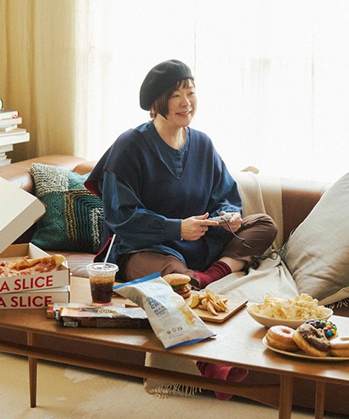 studio CLIP(スタディオクリップ)の「【さかもってぃ企画】たくさん食べれちゃうリバーシブルベスト(ベスト・レディース・ピンク/ネイビー/ブラウン・FREE)」の20枚目の写真