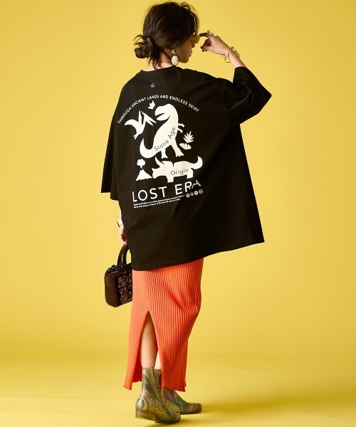 GEVS.(ジェイヴィス)の「綿100%ビッグロゴチュニックTシャツ<大きいサイズ有>GEVS.(Tシャツ/カットソー・レディース・オフホワイト/ブラック・5L~6L/3L~4L/M-LL)」の3枚目の写真