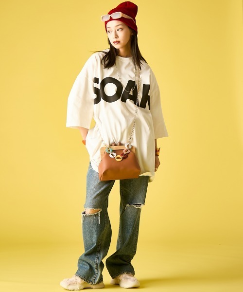 GEVS.(ジェイヴィス)の「綿100%ビッグロゴチュニックTシャツ<大きいサイズ有>GEVS.(Tシャツ/カットソー・レディース・オフホワイト/ブラック・5L~6L/3L~4L/M-LL)」の5枚目の写真