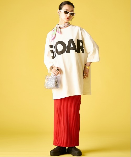 GEVS.(ジェイヴィス)の「綿100%ビッグロゴチュニックTシャツ<大きいサイズ有>GEVS.(Tシャツ/カットソー・レディース・オフホワイト/ブラック・5L~6L/3L~4L/M-LL)」の6枚目の写真