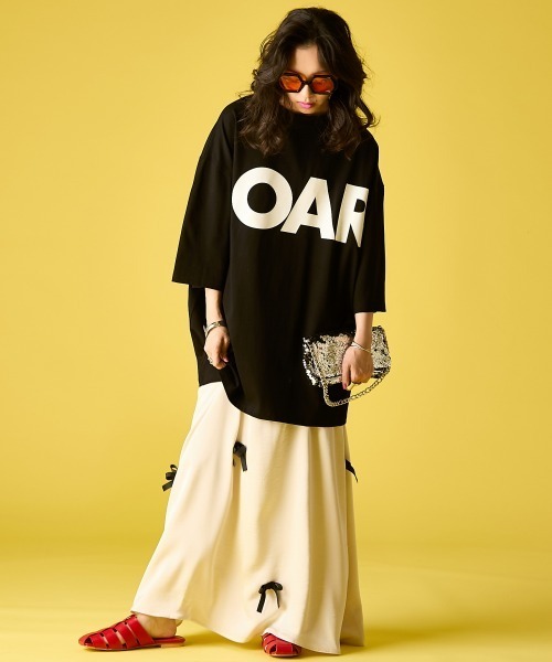 GEVS.(ジェイヴィス)の「綿100%ビッグロゴチュニックTシャツ<大きいサイズ有>GEVS.(Tシャツ/カットソー・レディース・オフホワイト/ブラック・5L~6L/3L~4L/M-LL)」の7枚目の写真