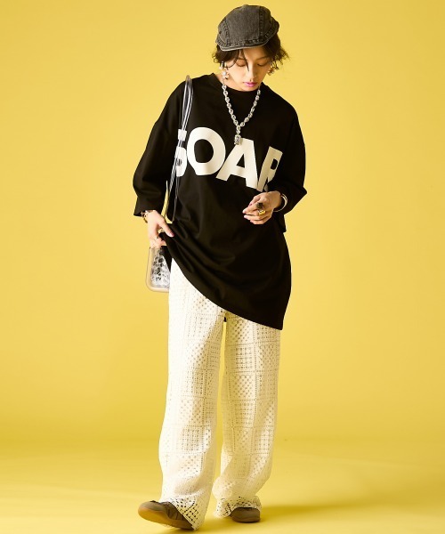 GEVS.(ジェイヴィス)の「綿100%ビッグロゴチュニックTシャツ<大きいサイズ有>GEVS.(Tシャツ/カットソー・レディース・オフホワイト/ブラック・5L~6L/3L~4L/M-LL)」の8枚目の写真