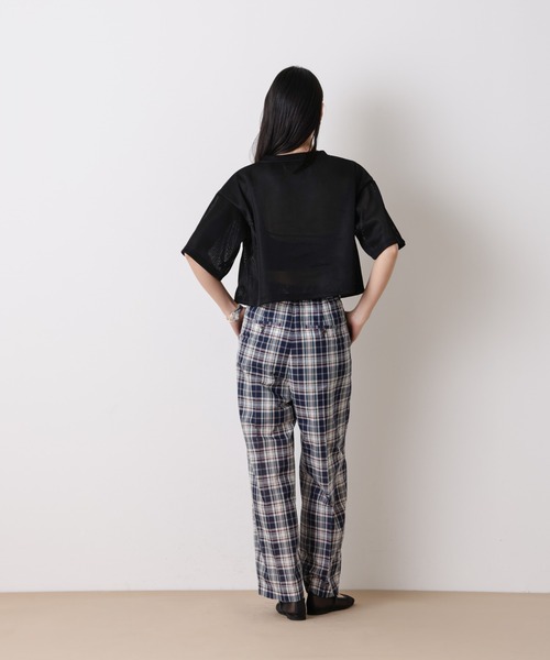 NANO universe(ナノユニバース)の「「STEVELOUR」シアーメッシュショートトップス(セットアップ可)(Tシャツ/カットソー・レディース・ブラック/ホワイト・FREE)」の7枚目の写真