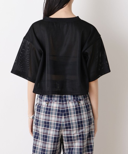 NANO universe(ナノユニバース)の「「STEVELOUR」シアーメッシュショートトップス(セットアップ可)(Tシャツ/カットソー・レディース・ブラック/ホワイト・FREE)」の22枚目の写真