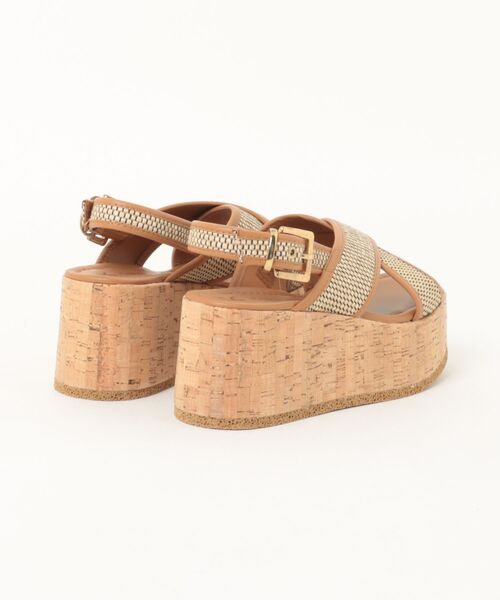 FABIO RUSCONI（ファビオルスコーニ）の「ファビオルスコー二 / ELB4626 VITTELO CUOIO/RAFIA BEIGE 厚底クロスストラップサンダル（サンダル・レディース・ブラウン・36/40/39/38/37）」の2枚目の写真