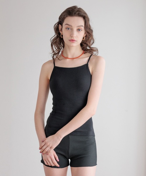 bijorie（ビジュリィ）の「【bijorie】[もちもちコットン]カップ付きバッククロスキャミ／NEW BASIC（インナーウェア/肌着・レディース・オートミール/ブラック・MEDIUM/LARGE/LG）」の7枚目の写真