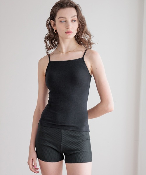 bijorie（ビジュリィ）の「【bijorie】[もちもちコットン]カップ付きバッククロスキャミ／NEW BASIC（インナーウェア/肌着・レディース・オートミール/ブラック・MEDIUM/LARGE/LG）」の8枚目の写真