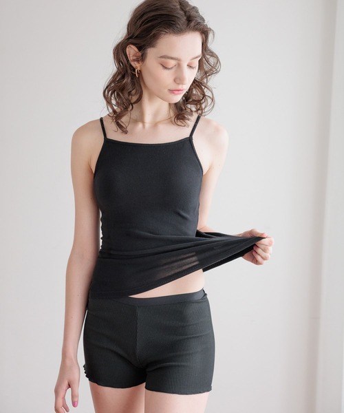 bijorie（ビジュリィ）の「【bijorie】[もちもちコットン]カップ付きバッククロスキャミ／NEW BASIC（インナーウェア/肌着・レディース・オートミール/ブラック・MEDIUM/LARGE/LG）」の10枚目の写真