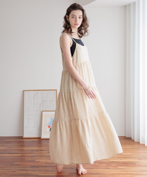 bijorie（ビジュリィ）の「【bijorie】[もちもちコットン]カップ付きバッククロスキャミ／NEW BASIC（インナーウェア/肌着・レディース・オートミール/ブラック・MEDIUM/LARGE/LG）」の14枚目の写真