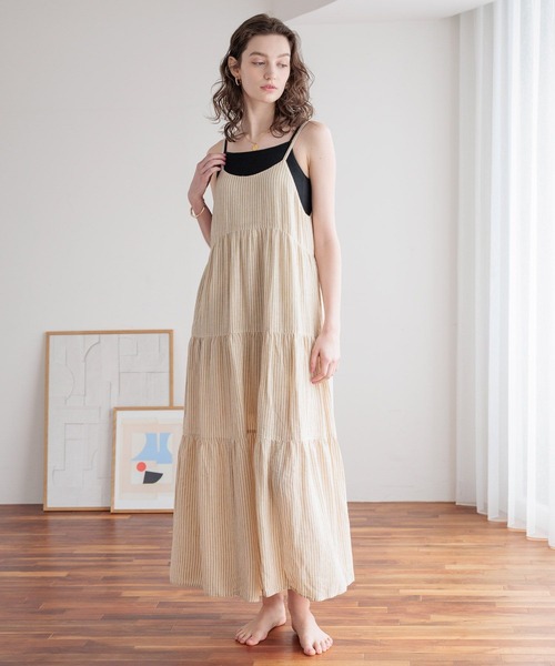 bijorie（ビジュリィ）の「【bijorie】[もちもちコットン]カップ付きバッククロスキャミ／NEW BASIC（インナーウェア/肌着・レディース・オートミール/ブラック・MEDIUM/LARGE/LG）」の16枚目の写真