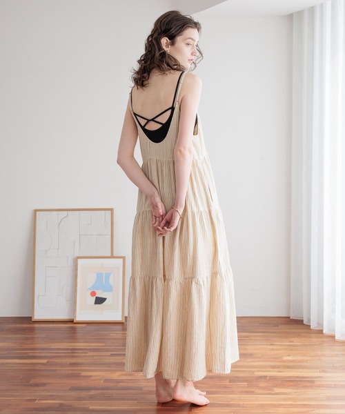 bijorie（ビジュリィ）の「【bijorie】[もちもちコットン]カップ付きバッククロスキャミ／NEW BASIC（インナーウェア/肌着・レディース・オートミール/ブラック・MEDIUM/LARGE/LG）」の17枚目の写真