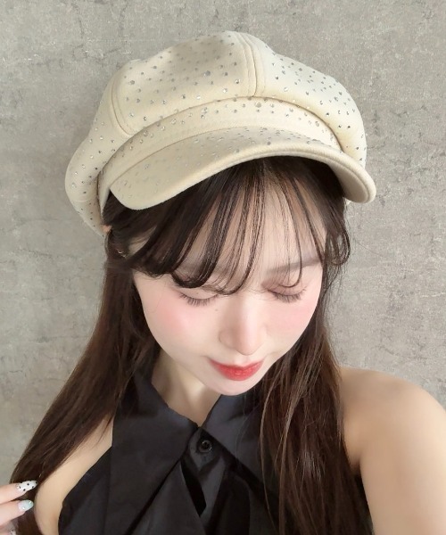 Mejoul(メジュール)の「【2026春夏新作】きらきらラインストーン贅沢ビジューキャスケット(キャスケット・レディース・ブラック/ホワイト/ブラウン/ベージュ・F)」の2枚目の写真