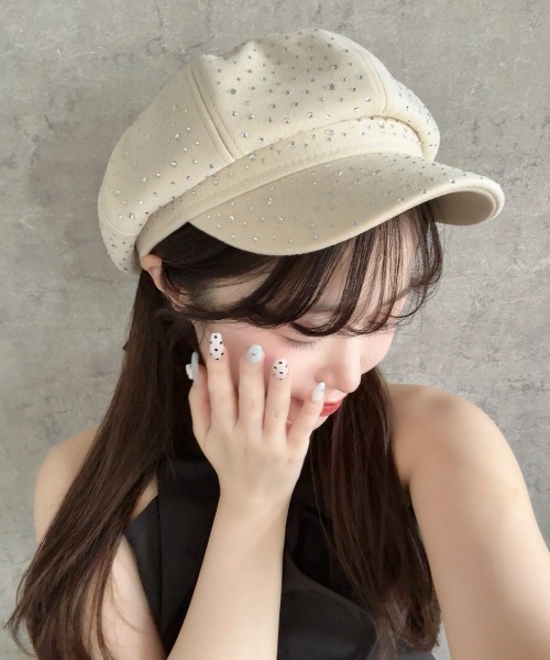 Mejoul(メジュール)の「【2026春夏新作】きらきらラインストーン贅沢ビジューキャスケット(キャスケット・レディース・ブラック/ホワイト/ブラウン/ベージュ・F)」の9枚目の写真