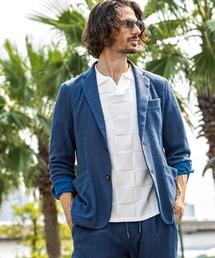 1PIU1UGUALE3  RELAX （ウノピゥウノウグァーレトレ リラックス）の「1PIU1UGUALE3 RELAX(ウノピゥウノウグァーレトレ リラックス)リネンブレンド ジャガードジャケット（テーラードジャケット）」