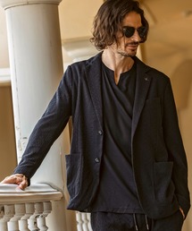 1PIU1UGUALE3  RELAX （ウノピゥウノウグァーレトレ リラックス）の「1PIU1UGUALE3 RELAX(ウノピゥウノウグァーレトレ リラックス)リネンブレンド ジャガードジャケット（テーラードジャケット）」