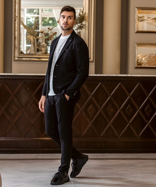 1PIU1UGUALE3 RELAX (ウノピゥウノウグァーレトレ リラックス)の「1PIU1UGUALE3 RELAX(ウノピゥウノウグァーレトレ リラックス)リネンブレンド ジャガードジャケット(テーラードジャケット・メンズ・ブルー/ブラック/ベージュ・XL/L/M/S/XXL)」の21枚目の写真