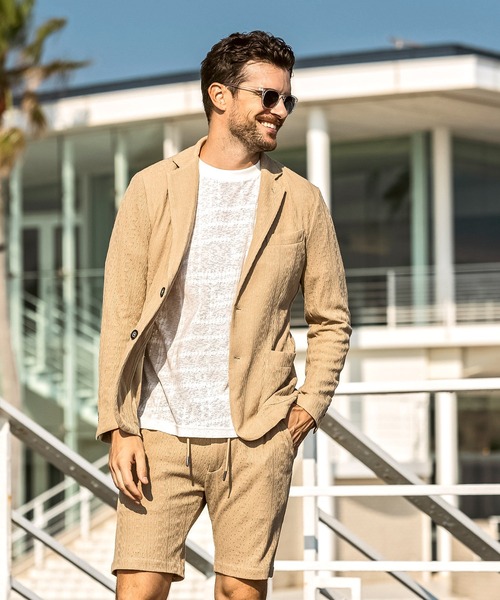 1PIU1UGUALE3 RELAX (ウノピゥウノウグァーレトレ リラックス)の「1PIU1UGUALE3 RELAX(ウノピゥウノウグァーレトレ リラックス)リネンブレンド ジャガードジャケット(テーラードジャケット・メンズ・ブルー/ブラック/ベージュ・XL/L/M/S/XXL)」の14枚目の写真