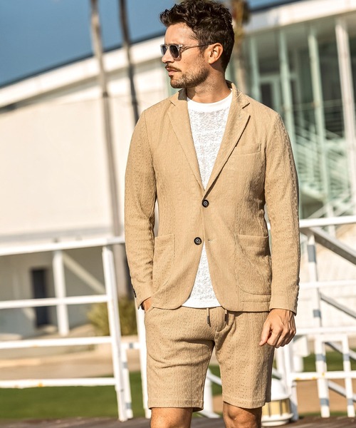 1PIU1UGUALE3 RELAX (ウノピゥウノウグァーレトレ リラックス)の「1PIU1UGUALE3 RELAX(ウノピゥウノウグァーレトレ リラックス)リネンブレンド ジャガードジャケット(テーラードジャケット・メンズ・ブルー/ブラック/ベージュ・XL/L/M/S/XXL)」の16枚目の写真