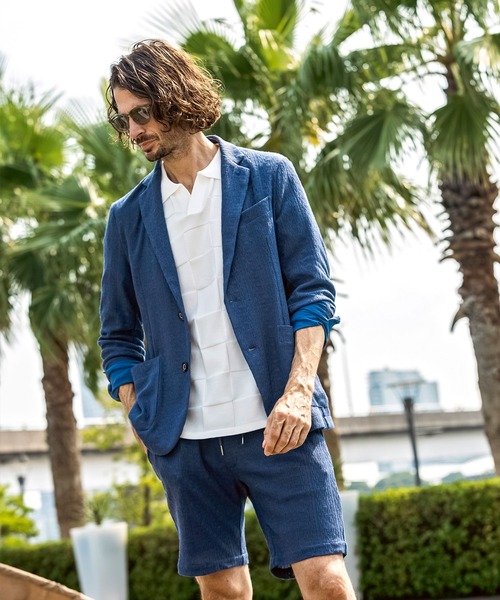 1PIU1UGUALE3 RELAX (ウノピゥウノウグァーレトレ リラックス)の「1PIU1UGUALE3 RELAX(ウノピゥウノウグァーレトレ リラックス)リネンブレンド ジャガードジャケット(テーラードジャケット・メンズ・ブルー/ブラック/ベージュ・XL/L/M/S/XXL)」の17枚目の写真