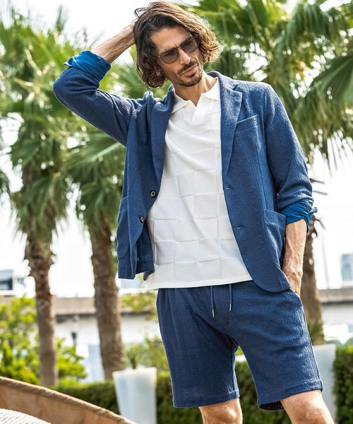 1PIU1UGUALE3 RELAX (ウノピゥウノウグァーレトレ リラックス)の「1PIU1UGUALE3 RELAX(ウノピゥウノウグァーレトレ リラックス)リネンブレンド ジャガードジャケット(テーラードジャケット・メンズ・ブルー/ブラック/ベージュ・XL/L/M/S/XXL)」の18枚目の写真