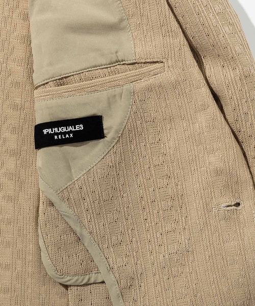 1PIU1UGUALE3 RELAX (ウノピゥウノウグァーレトレ リラックス)の「1PIU1UGUALE3 RELAX(ウノピゥウノウグァーレトレ リラックス)リネンブレンド ジャガードジャケット(テーラードジャケット・メンズ・ブルー/ブラック/ベージュ・XL/L/M/S/XXL)」の9枚目の写真