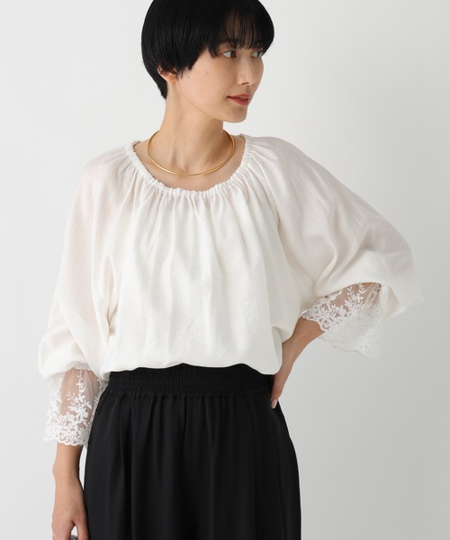 Elura(エルーラ)の「袖レースコンビブラウス/659740(シャツ/ブラウス・レディース・ブラック/ホワイト/ブラウン・FREE)」の7枚目の写真