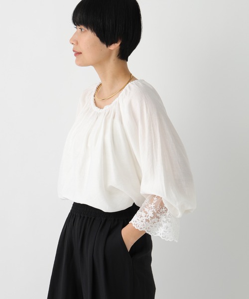 Elura(エルーラ)の「袖レースコンビブラウス/659740(シャツ/ブラウス・レディース・ブラック/ホワイト/ブラウン・FREE)」の8枚目の写真