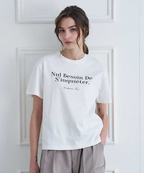 DRESSTERIOR(ドレステリア)の「【接触冷感/抗菌防臭/消臭】アイスクリアコットンフレンチロゴT(Tシャツ/カットソー・レディース・ホワイト/ブラウン系その他/サックスブルー・38/36/34)」の22枚目の写真