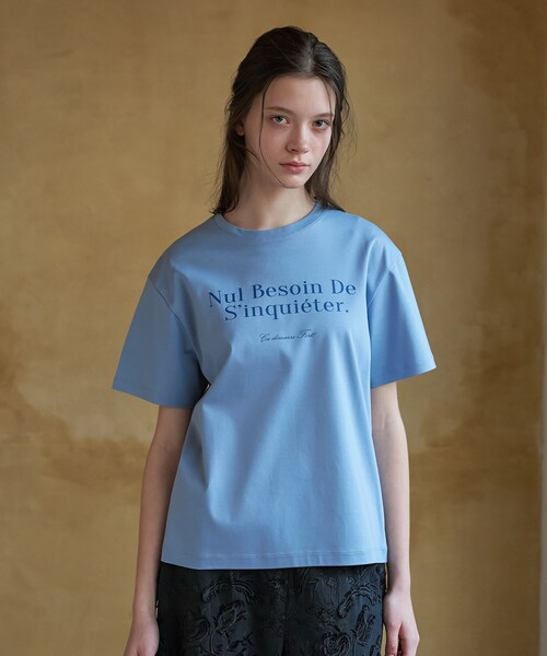 DRESSTERIOR(ドレステリア)の「【接触冷感/抗菌防臭/消臭】アイスクリアコットンフレンチロゴT(Tシャツ/カットソー・レディース・ホワイト/ブラウン系その他/サックスブルー・38/36/34)」の13枚目の写真