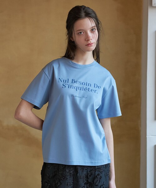 DRESSTERIOR(ドレステリア)の「【接触冷感/抗菌防臭/消臭】アイスクリアコットンフレンチロゴT(Tシャツ/カットソー・レディース・ホワイト/ブラウン系その他/サックスブルー・38/36/34)」の12枚目の写真