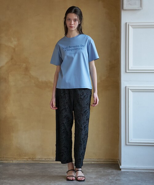 DRESSTERIOR(ドレステリア)の「【接触冷感/抗菌防臭/消臭】アイスクリアコットンフレンチロゴT(Tシャツ/カットソー・レディース・ホワイト/ブラウン系その他/サックスブルー・38/36/34)」の10枚目の写真