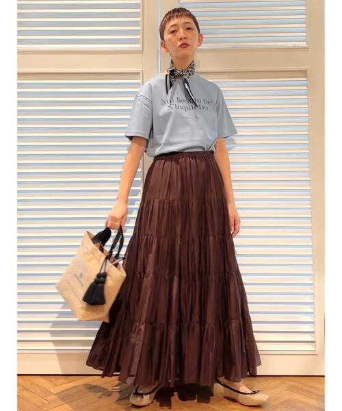 DRESSTERIOR(ドレステリア)の「【接触冷感/抗菌防臭/消臭】アイスクリアコットンフレンチロゴT(Tシャツ/カットソー・レディース・ホワイト/ブラウン系その他/サックスブルー・38/36/34)」の4枚目の写真