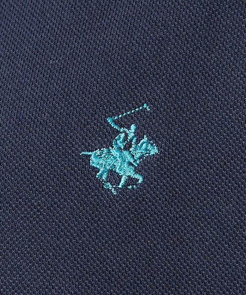 BEVERLY HILLS POLO CLUB（ビバリーヒルズポロクラブ）の「【BEVERLY HILLS POLO CLUB/ビバリーヒルズポロクラブ】ブランドロゴ/ ワンポイント刺繍 /リブライン鹿の子ポロシャツ（ポロシャツ・メンズ・サックスブルー/ブラック/カーキ/ネイビー/グリーン/オフホワイト・L/M）」の12枚目の写真