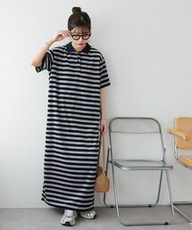 【WEB限定】衿付きボーダーポロシャツワンピース