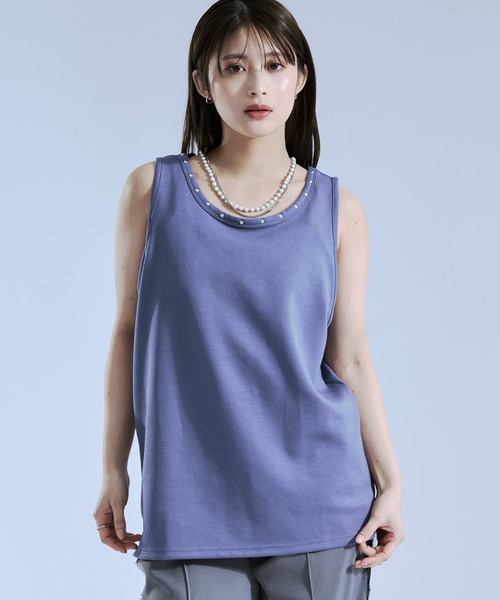 Ellno Loset(エルノロゼット)の「【機能性付き】スタッズタンクトップ(タンクトップ・メンズ・オフホワイト/ブラック/ブルー・SMALL/MEDIUM/LARGE)」の3枚目の写真