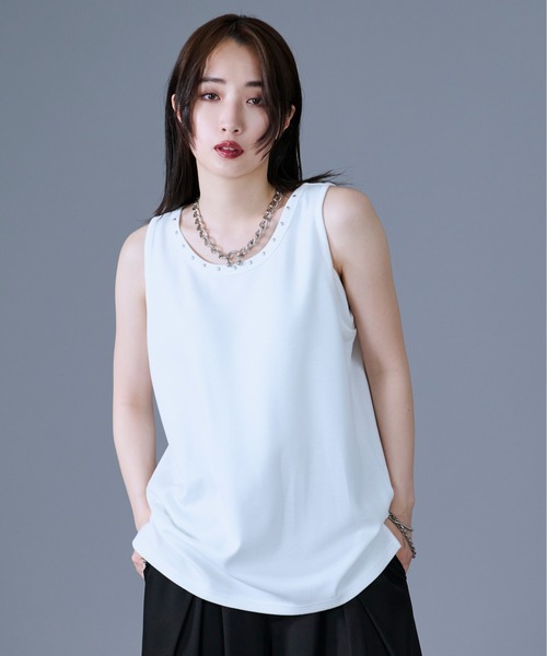 Ellno Loset(エルノロゼット)の「【機能性付き】スタッズタンクトップ(タンクトップ・メンズ・オフホワイト/ブラック/ブルー・SMALL/MEDIUM/LARGE)」の5枚目の写真