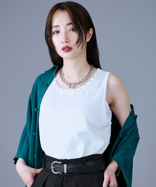 Ellno Loset(エルノロゼット)の「【機能性付き】スタッズタンクトップ(タンクトップ・メンズ・オフホワイト/ブラック/ブルー・SMALL/MEDIUM/LARGE)」の9枚目の写真