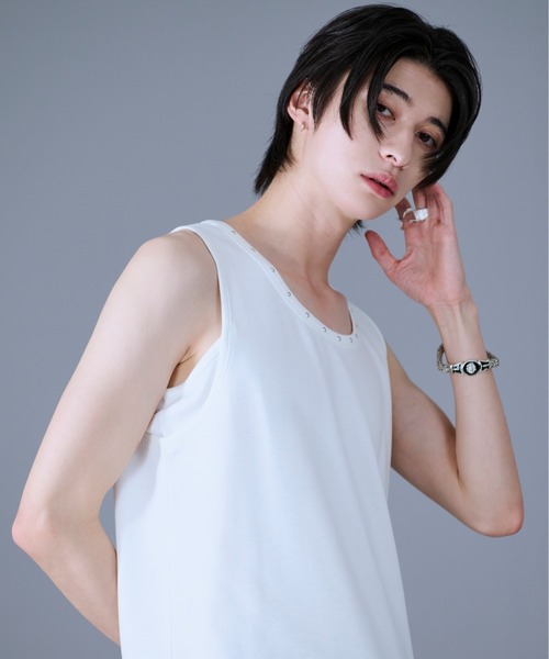 Ellno Loset(エルノロゼット)の「【機能性付き】スタッズタンクトップ(タンクトップ・メンズ・オフホワイト/ブラック/ブルー・SMALL/MEDIUM/LARGE)」の14枚目の写真