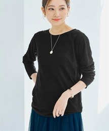 リブシアークルーネックトップス