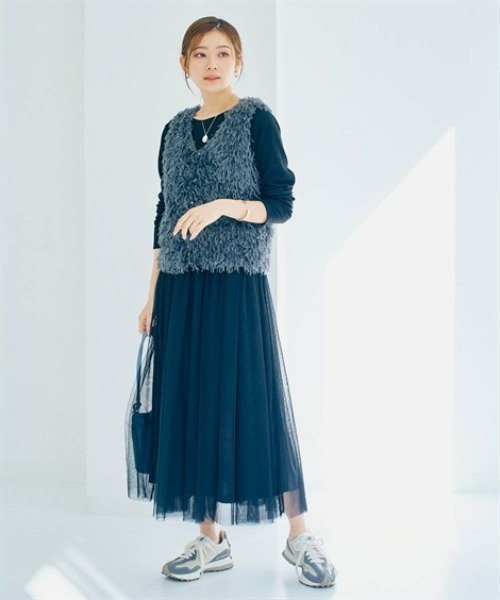 nissen(ニッセン)の「リブシアークルーネックトップス(Tシャツ/カットソー・レディース・ブラック/オフホワイト/ブラウン・S/M/L/LL)」の11枚目の写真