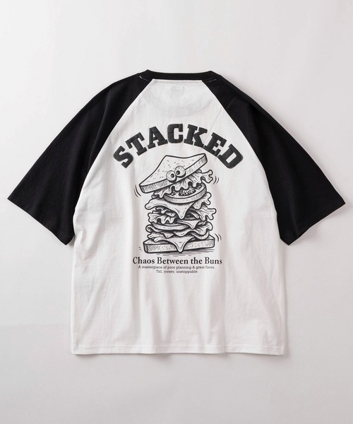 make a ray!(メイク ア レイ!)の「【84】ヴィンテージライク バックプリント クールタッチ 接触冷感 ラグランTシャツ/ユニセックス/レディース/メンズ(Tシャツ/カットソー・メンズ・レッド/グリーン/ブラック系その他/ブラック・L/M)」の6枚目の写真