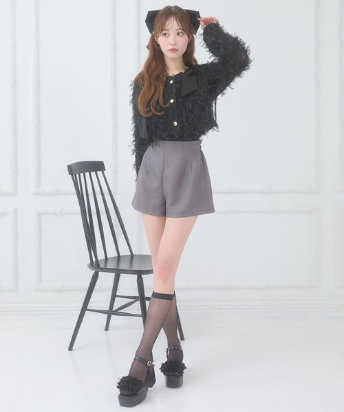 MAJESTIC LEGON(マジェスティックレゴン)の「チュールリボンカーディガン(カーディガン/ボレロ・レディース・ブラック/ピンクベージュ/アイボリー・MEDIUM)」の14枚目の写真