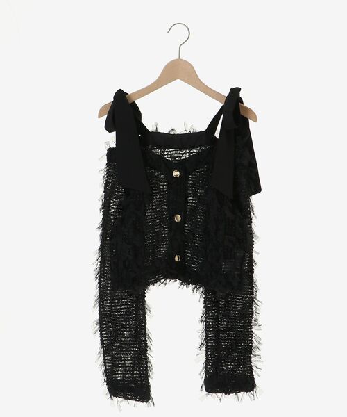 MAJESTIC LEGON(マジェスティックレゴン)の「チュールリボンカーディガン(カーディガン/ボレロ・レディース・ブラック/ピンクベージュ/アイボリー・MEDIUM)」の22枚目の写真