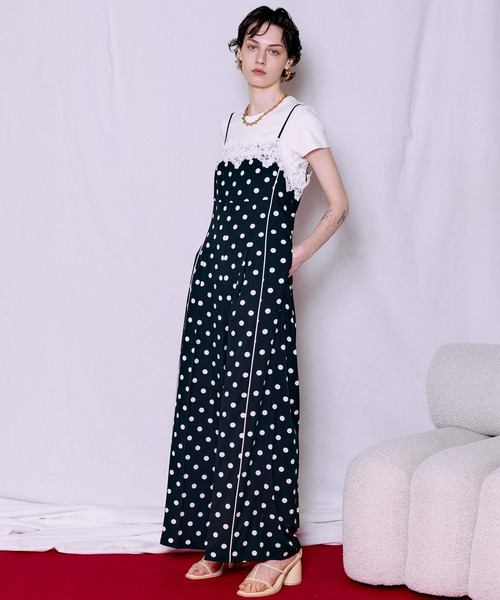 MAISON SPECIAL(メゾンスペシャル)の「【2026SUMMER PRE-ORDER】Lace Dot Jumpsuit/レースドッドジャンプスーツ(つなぎ/オールインワン・レディース・ホワイト/ブラック・36/38)」の3枚目の写真