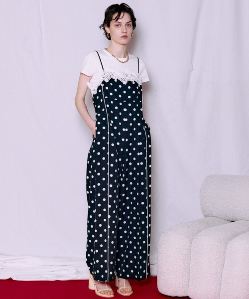 MAISON SPECIAL(メゾンスペシャル)の「【2026SUMMER PRE-ORDER】Lace Dot Jumpsuit/レースドッドジャンプスーツ(つなぎ/オールインワン・レディース・ホワイト/ブラック・36/38)」の4枚目の写真