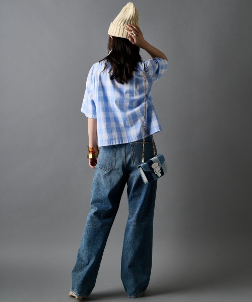 GEVS.(ジェイヴィス)の「綿100%ビッグカラーギンガムチェックシャツ<大きいサイズ有>GEVS.(シャツ/ブラウス・レディース・ブルー系/ブラック系・3L/LL/L/M/5L/4L)」の4枚目の写真