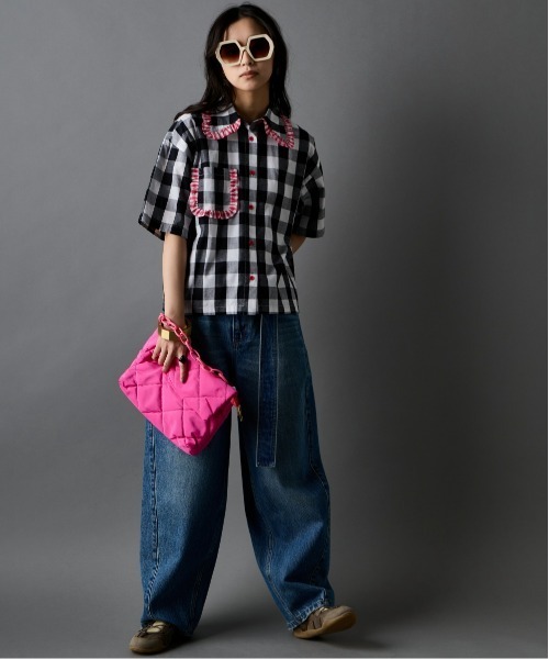 GEVS.(ジェイヴィス)の「綿100%ビッグカラーギンガムチェックシャツ<大きいサイズ有>GEVS.(シャツ/ブラウス・レディース・ブルー系/ブラック系・3L/LL/L/M/5L/4L)」の10枚目の写真